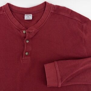 VTG Carhartt Mens XL Textured Knit Henley Shirt Red K200 Workwear Long Sleeve